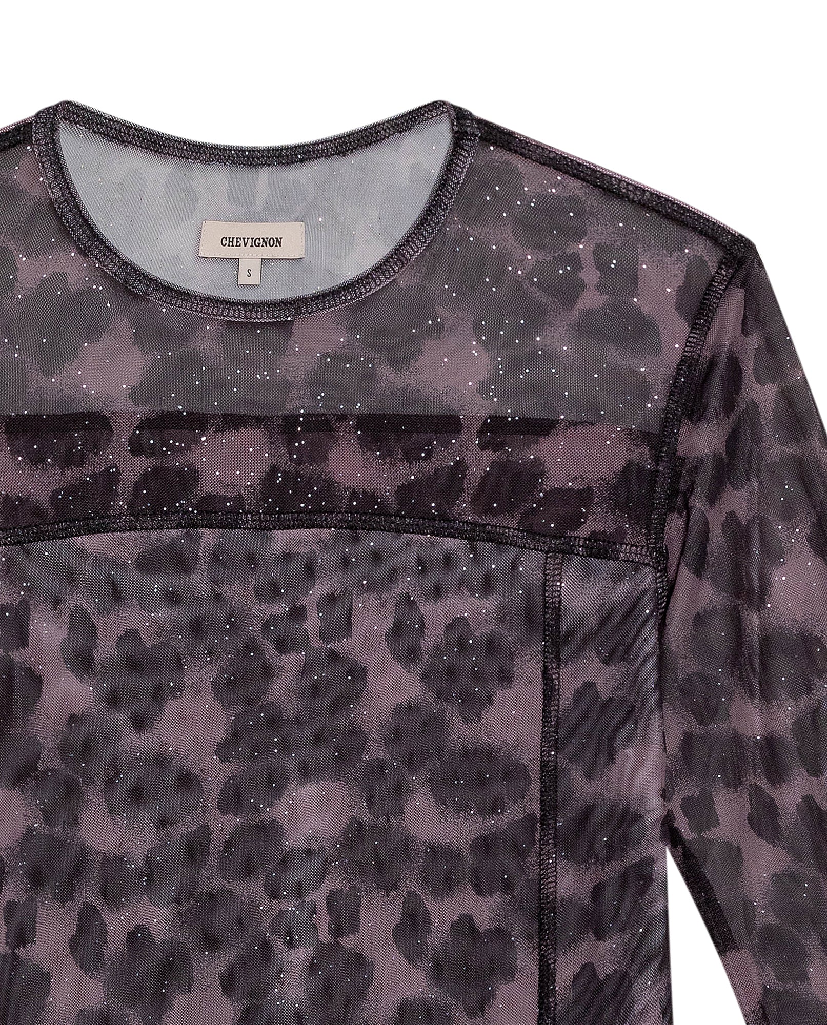 Women's Decorative Seam Long Sleeve Sheer Top Slim Fit in Polyester Stretch Blend, Refined 709G049 - 7