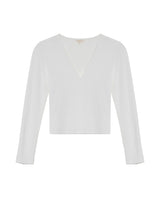 Women's Button Cuff V-Neck Long Sleeve T-shirt in Lyocell-Stretch Fabric 709G051 - 2
