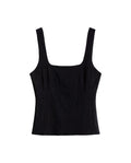 Women's Square Neck Fitted Top in Rayon-Nylon Blend, Journey 709G055 - 2