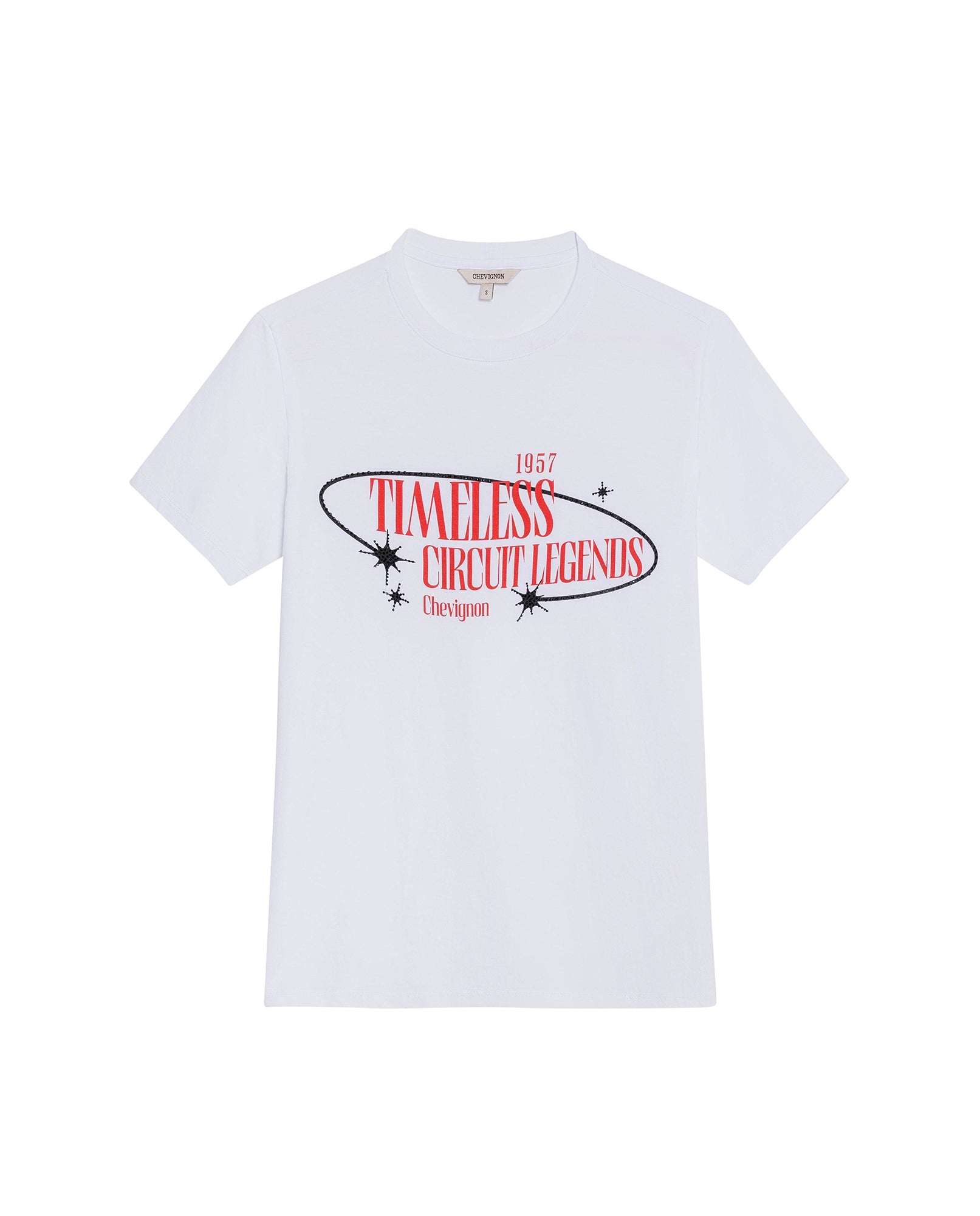 Women's Racing Stone Accent Slim T-shirt in Cotton, Nocturne - 1