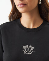 Women's Racing Embroidered Oversized T-shirt in Cotton, Plaza - 4