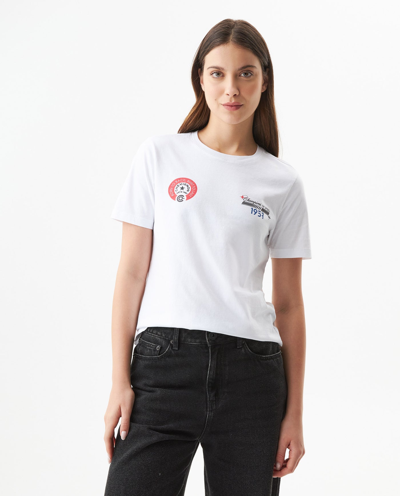 Women's Racing Print Slim Fit T-shirt in Cotton, Sparkle - 2