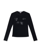Women's Racing Long Sleeve Print T-shirt in Polyamide Stretch Blend, Ceremony - 1