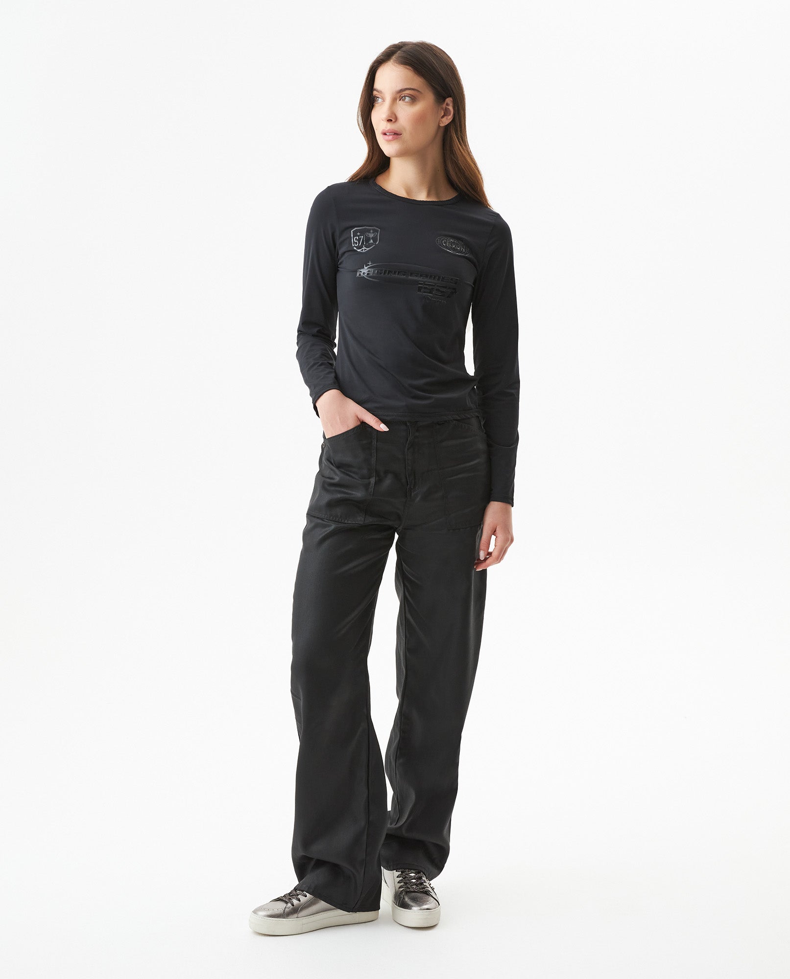 Women's Racing Long Sleeve Print T-shirt in Polyamide Stretch Blend, Ceremony - 3