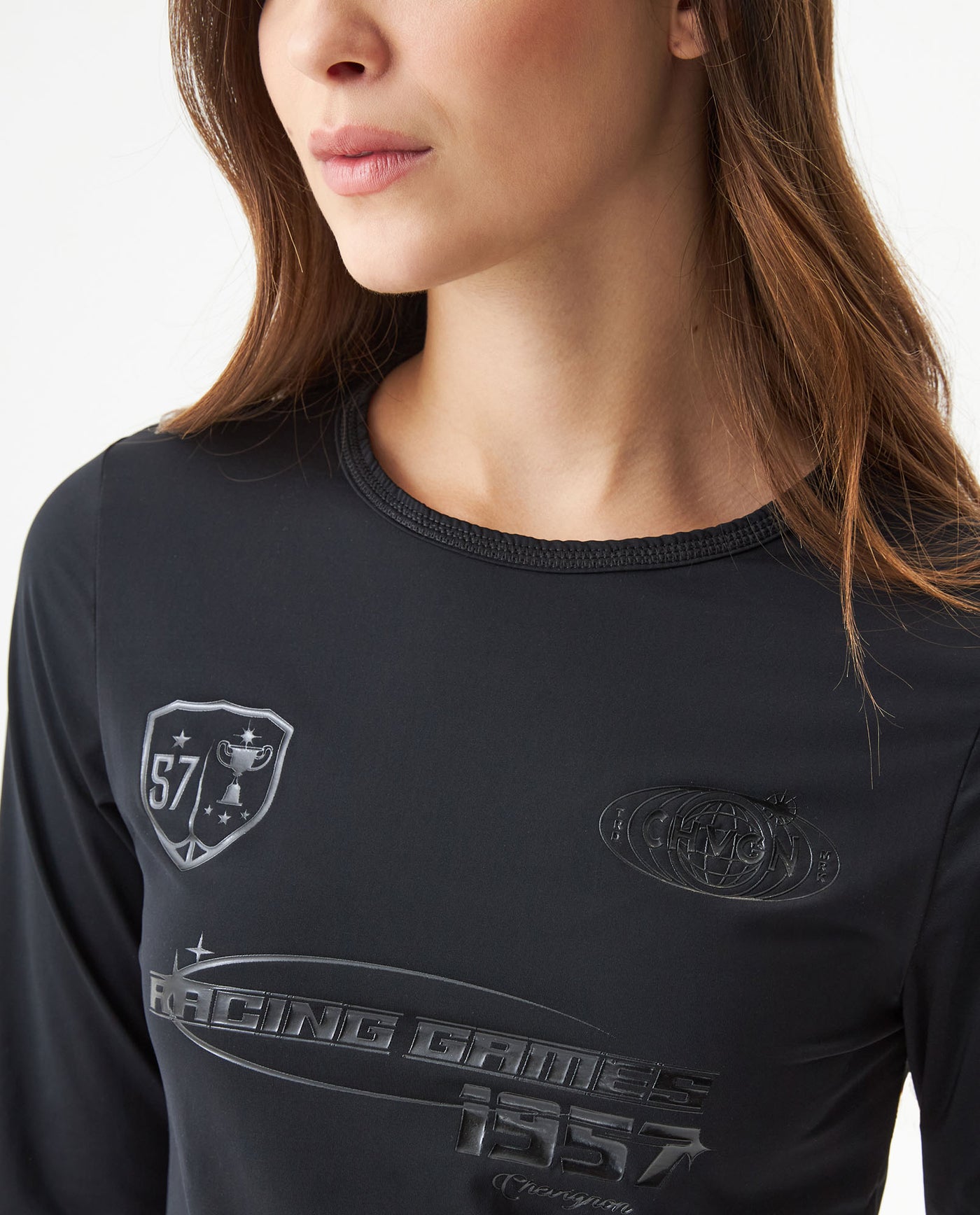 Women's Racing Long Sleeve Print T-shirt in Polyamide Stretch Blend, Ceremony - 4
