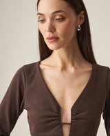 Women´s V-Neck Shirt - Brown 63_709H034_CAF191016_4