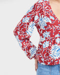 Women's Blouse Style Shirt with Peplum Detail and Floral Maxi Print in Rayon - 4
