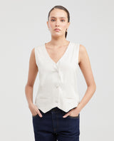 Women's Fitted Vest with Exposed Buttons and Glossy Finish in Viscose-Polyester - 1