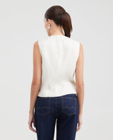 Women's Fitted Vest with Exposed Buttons and Glossy Finish in Viscose-Polyester - 4
