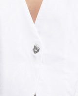 Women's Long Sartorial Vest with Tonal Foliage Pattern in Cotton-Viscose-Linen Blend - 3