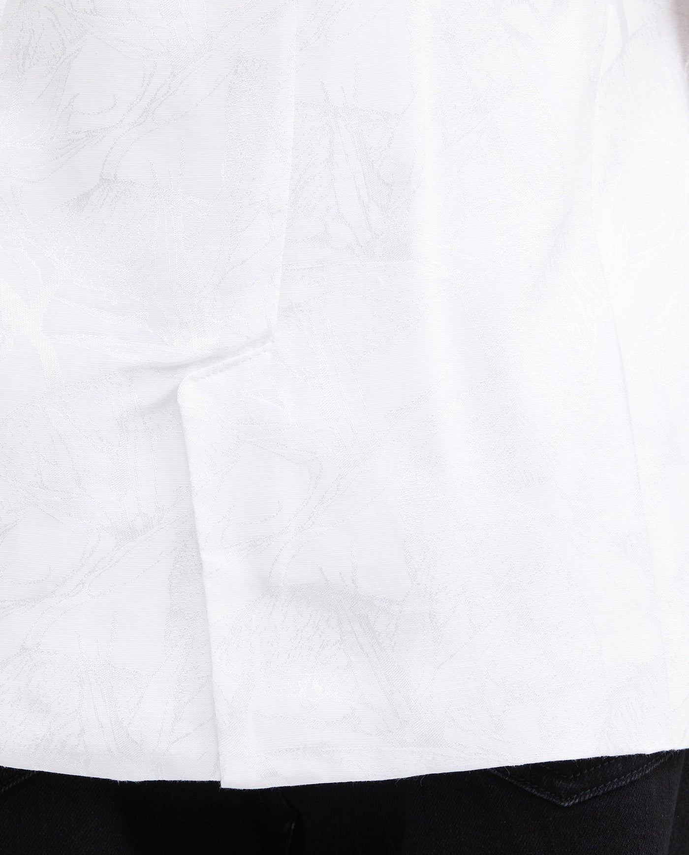 Women's Long Sartorial Vest with Tonal Foliage Pattern in Cotton-Viscose-Linen Blend - 5