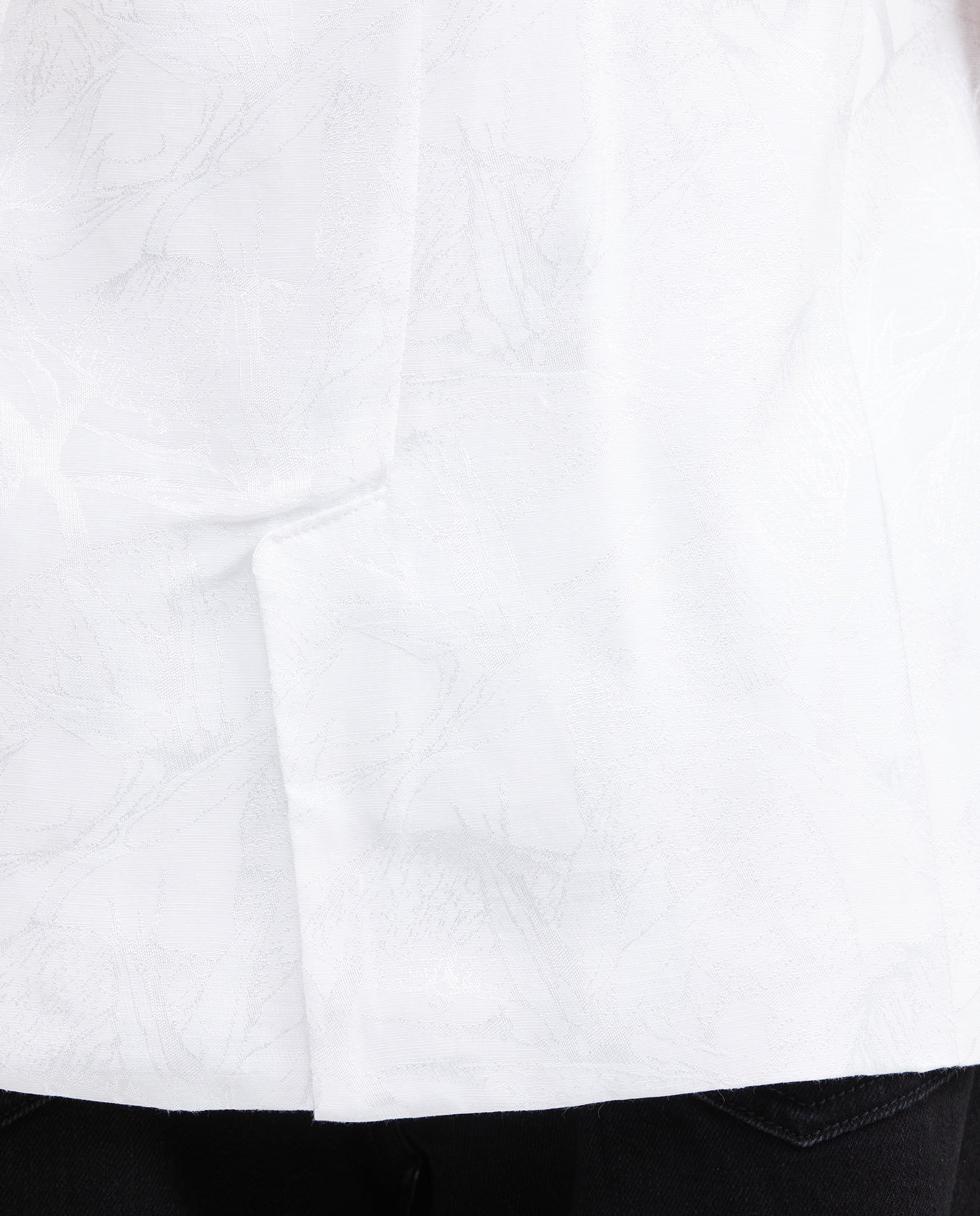 Women's Long Sartorial Vest with Tonal Foliage Pattern in Cotton-Viscose-Linen Blend - 5