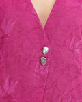 Women's Long Sartorial Vest with Tonal Foliage Pattern in Cotton-Viscose-Linen Blend - 2