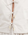 Women's Lined Vest with Front Tie Cords and Wooden Beads in Cotton - 3
