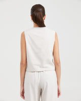 Women's Lined Vest with Front Tie Cords and Wooden Beads in Cotton - 4