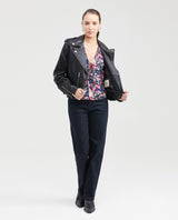 Women's Blouse Style Shirt with Front Tie Straps and Golden Lurex in Rayon-Lurex - 7