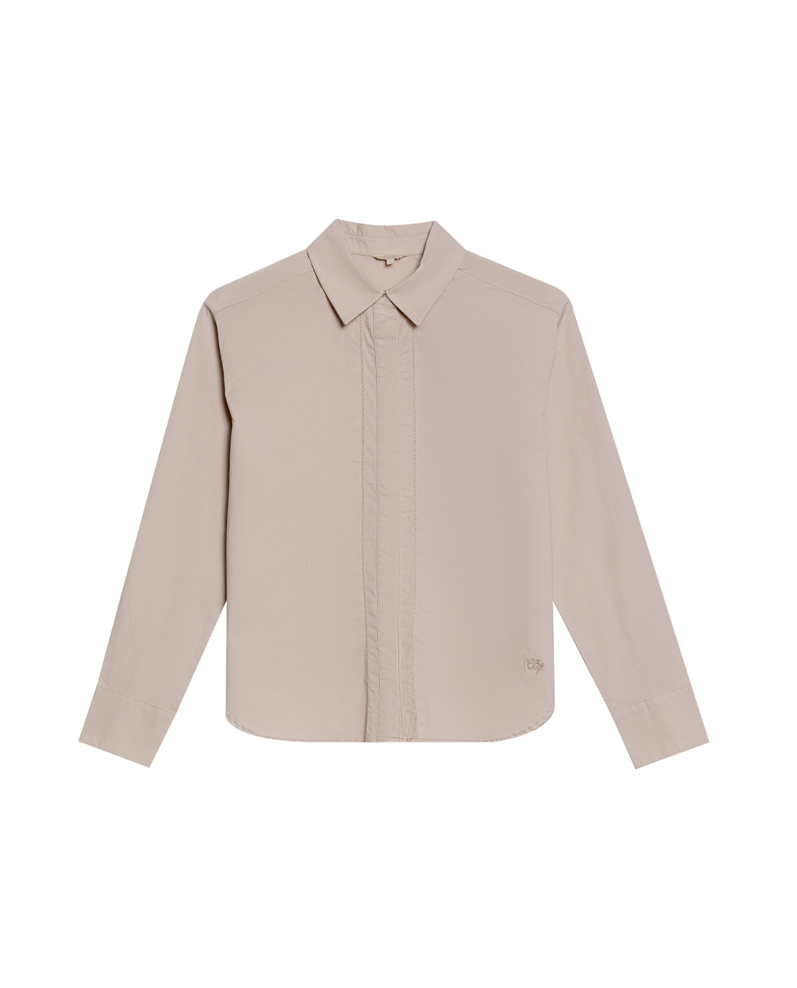 Womens Shirt Poplin Straight Silhouette Cotton–Elastane Hidden Button Placket - Beige 63_711H000_BEI140002_3