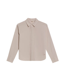 Womens Shirt Poplin Straight Silhouette Cotton–Elastane Hidden Button Placket - Beige 63_711H000_BEI140002_3