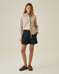 Womens Shirt Poplin Straight Silhouette Cotton–Elastane Hidden Button Placket - Beige 63_711H000_BEI140002_4