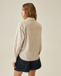 Womens Shirt Poplin Straight Silhouette Cotton–Elastane Hidden Button Placket - Beige 63_711H000_BEI140002_6