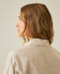 Womens Shirt Poplin Straight Silhouette Cotton–Elastane Hidden Button Placket - Beige 63_711H000_BEI140002_7