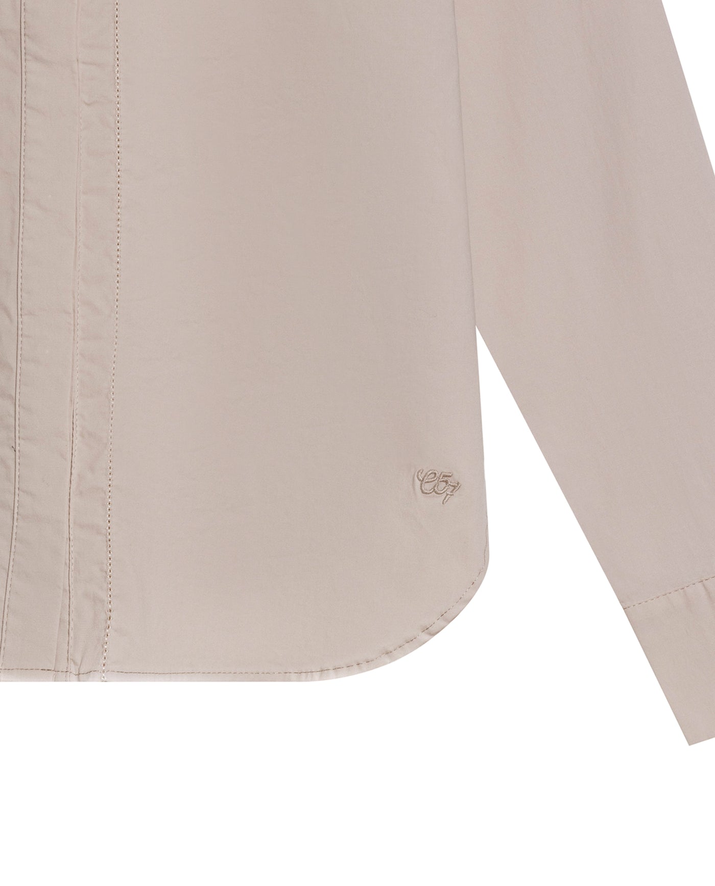 Womens Shirt Poplin Straight Silhouette Cotton–Elastane Hidden Button Placket - Beige 63_711H000_BEI140002_8