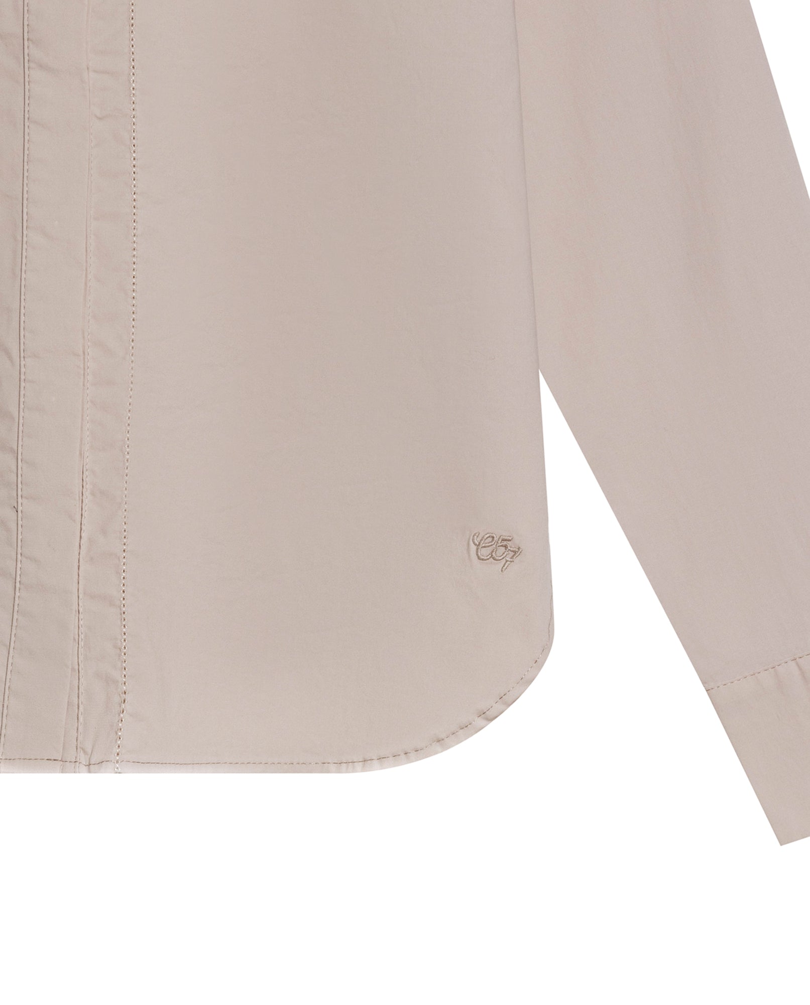 Womens Shirt Poplin Straight Silhouette Cotton–Elastane Hidden Button Placket - Beige 63_711H000_BEI140002_8