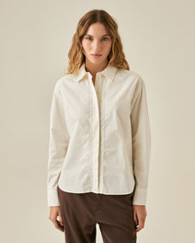 Womens Shirt Poplin Straight Silhouette Cotton–Elastane Hidden Button Placket - Raw 63_711H000_CRU114302_3