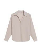 Womens Shirt Linen Straight Silhouette Linen–Cotton Blend V-Neckline Dropped Shoulder - Beige 63_711H001_BEI140002_3