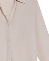 Womens Shirt Linen Straight Silhouette Linen–Cotton Blend V-Neckline Dropped Shoulder - Beige 63_711H001_BEI140002_8