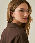 Womens Shirt Linen Straight Silhouette Linen–Cotton Blend V-Neckline Dropped Shoulder - Brown 63_711H001_CAF191016_7