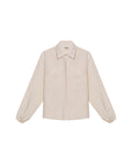 Womens Shirt Wide Silhouette Linen Blend Multi-Needle Details Hidden Buttons - Beige 63_711H002_BEI124301_3