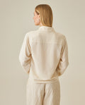 Womens Shirt Wide Silhouette Linen Blend Multi-Needle Details Hidden Buttons - Beige 63_711H002_BEI124301_6