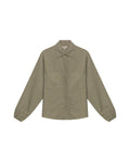 Womens Shirt Wide Silhouette Linen Blend Multi-Needle Details Hidden Buttons - Green 63_711H002_VER170619_3