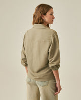 Womens Shirt Wide Silhouette Linen Blend Multi-Needle Details Hidden Buttons - Green 63_711H002_VER170619_6
