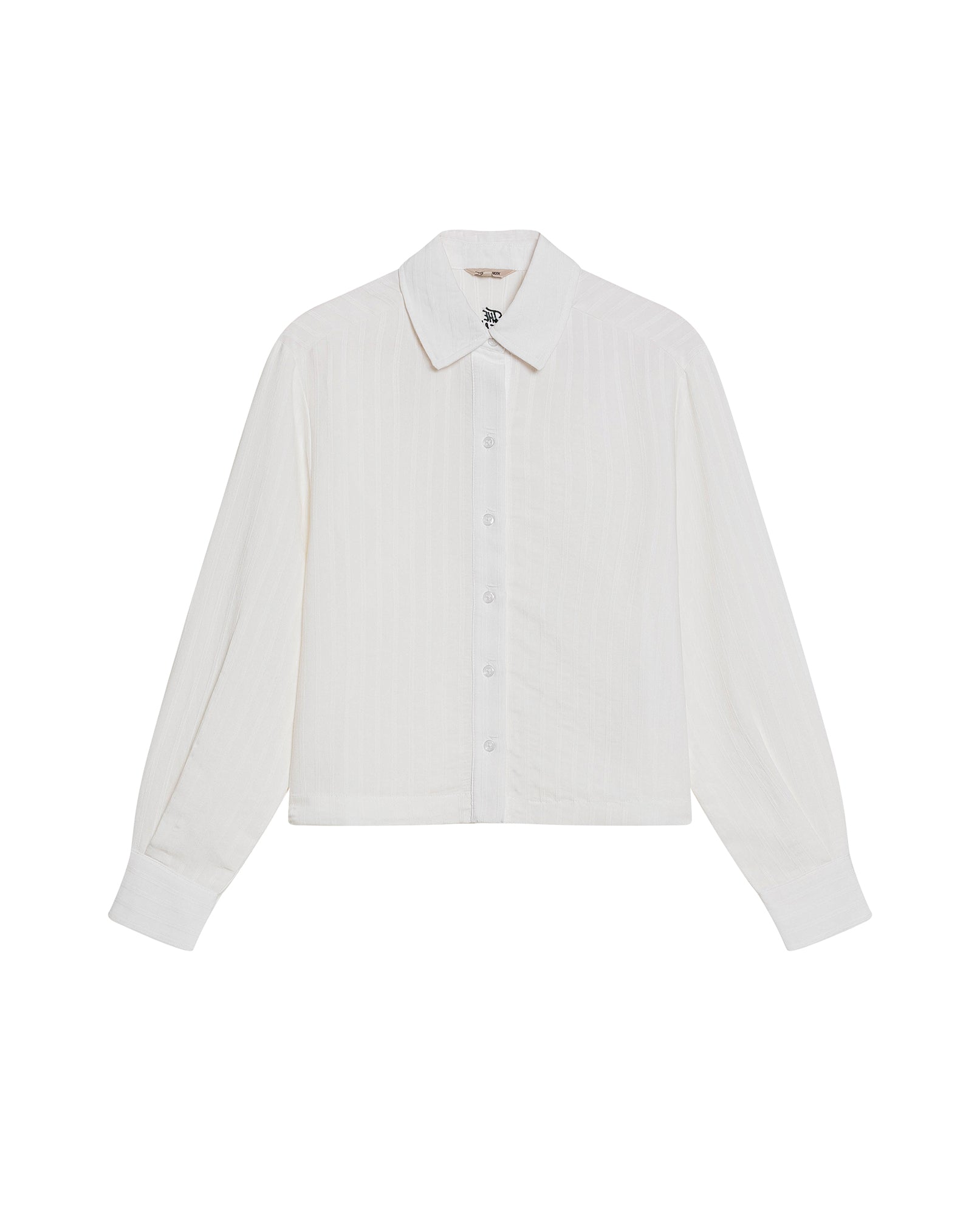 Womens Shirt Straight Silhouette Viscose Blend Jacquard Stripes - White 63_711H003_BLA114202_3