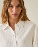Womens Shirt Straight Silhouette Viscose Blend Jacquard Stripes - White 63_711H003_BLA114202_5