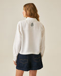 Womens Shirt Straight Silhouette Viscose Blend Jacquard Stripes - White 63_711H003_BLA114202_6