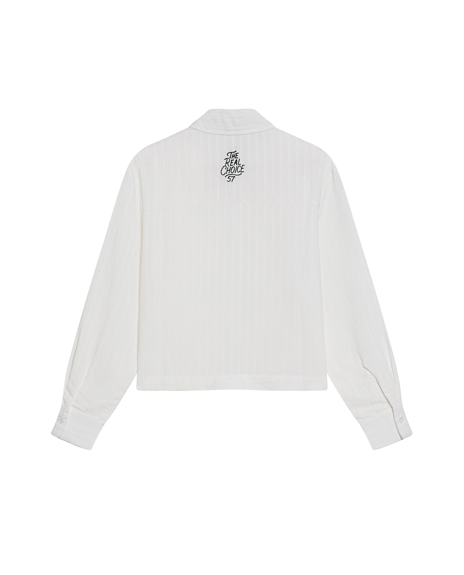 Womens Shirt Straight Silhouette Viscose Blend Jacquard Stripes - White 63_711H003_BLA114202_8