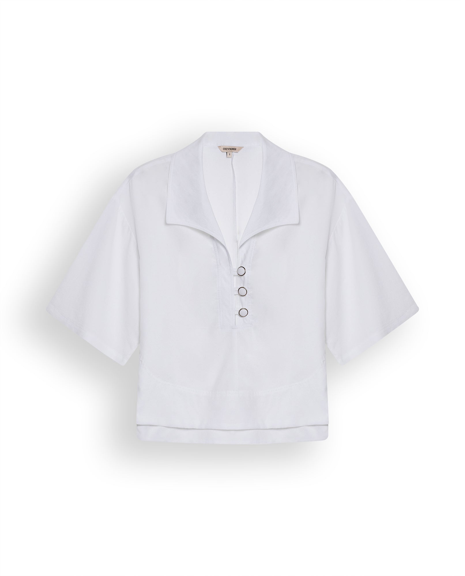Womens Shirt Wide Oversized Silhouette Lyocell Large Collar - White 63_711H004_BLA110601_3