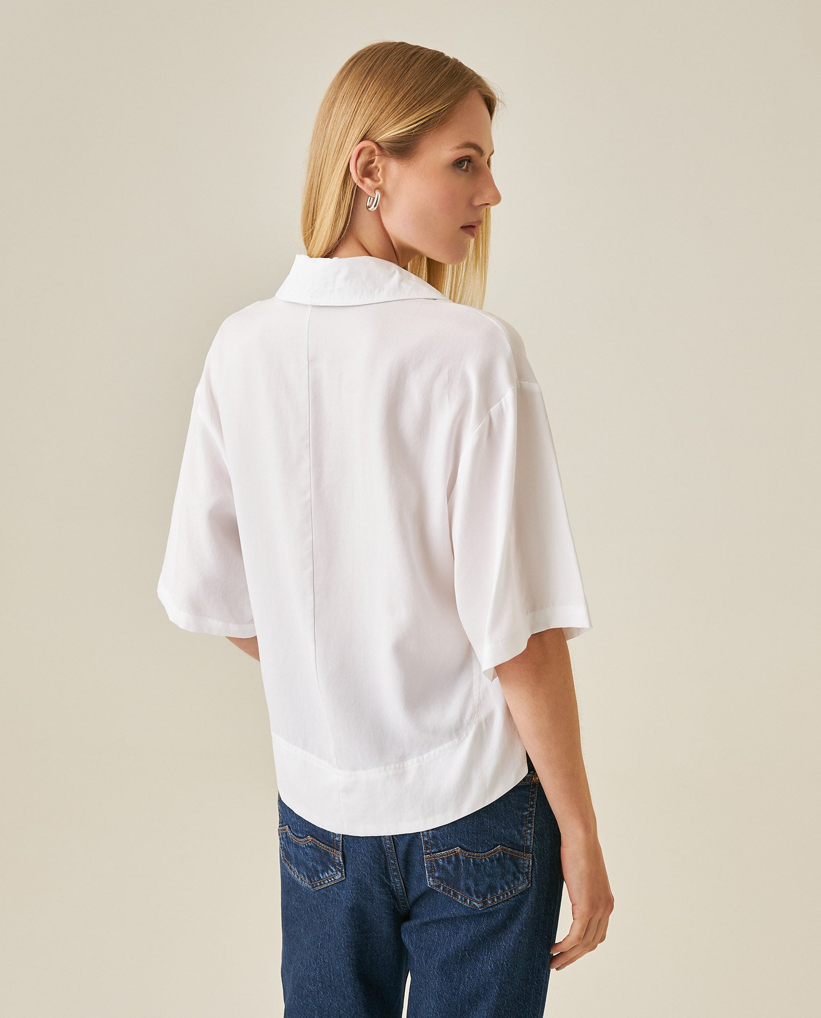 Womens Shirt Wide Oversized Silhouette Lyocell Large Collar - White 63_711H004_BLA110601_6