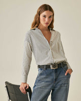 Womens Shirt Striped Wide Silhouette Cotton Classic Stripe Oversized - Blue 63_711H006_AZU193923_4