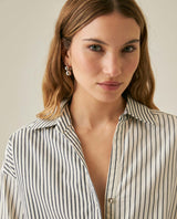 Womens Shirt Striped Wide Silhouette Cotton Classic Stripe Oversized - Blue 63_711H006_AZU193923_5