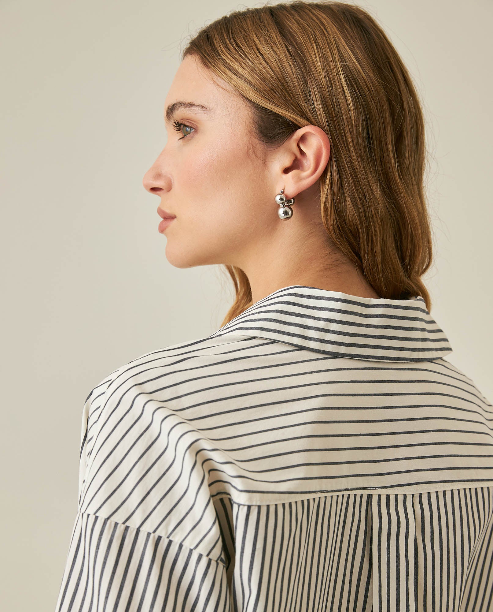 Womens Shirt Striped Wide Silhouette Cotton Classic Stripe Oversized - Blue 63_711H006_AZU193923_7
