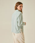 Womens Shirt Straight Silhouette Cotton Pre-Dyed Stripes Side Knot Details - Green 63_711H007_VER185424_6
