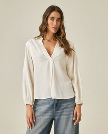 Womens Blouse Semi-Straight Silhouette Lyocell Double Garment Simulation - Raw 63_711H008_CRU114201_0