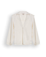 Womens Blouse Semi-Straight Silhouette Lyocell Double Garment Simulation - Raw 63_711H008_CRU114201_3