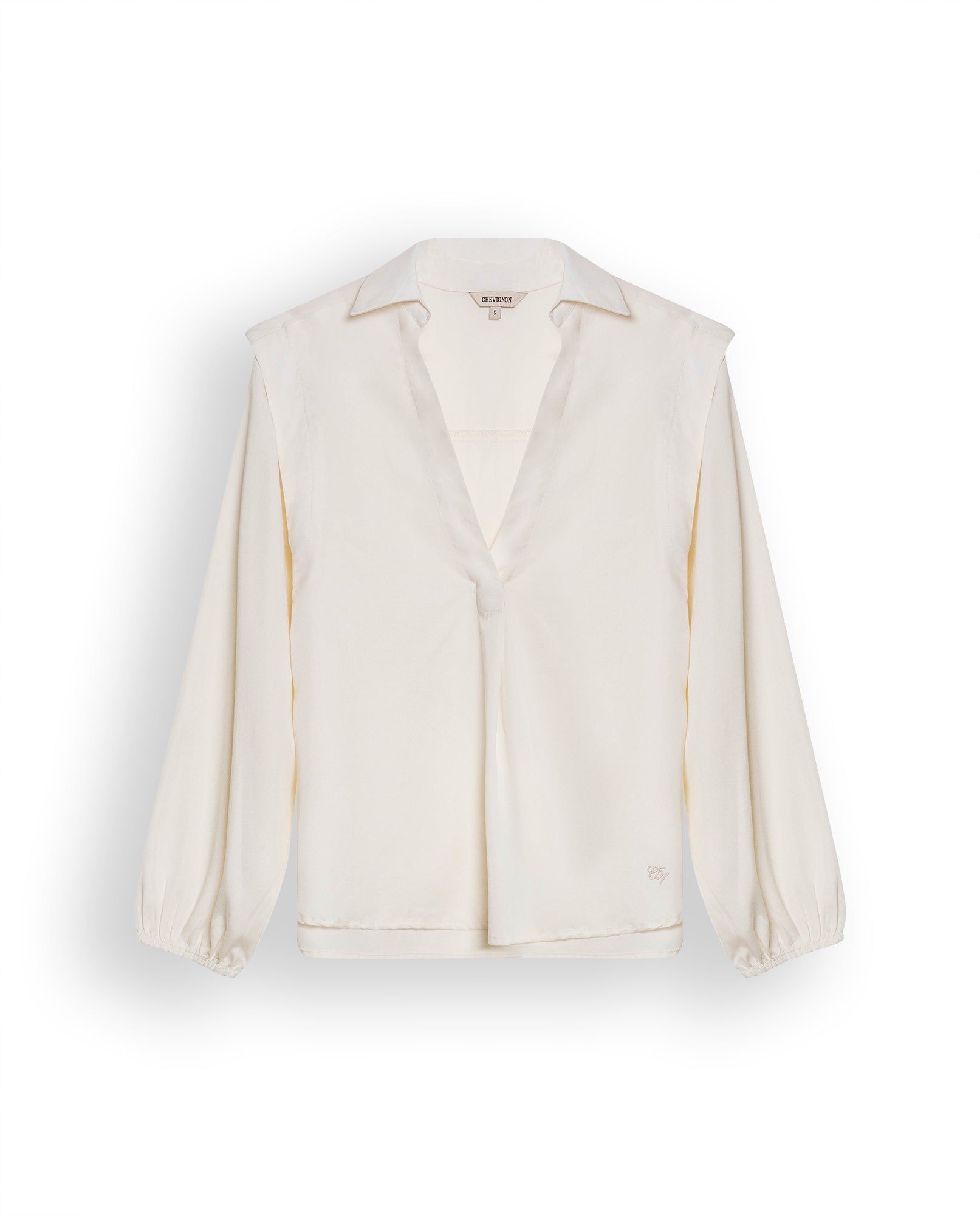 Womens Blouse Semi-Straight Silhouette Lyocell Double Garment Simulation - Raw 63_711H008_CRU114201_3