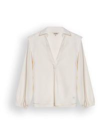Womens Blouse Semi-Straight Silhouette Lyocell Double Garment Simulation - Raw 63_711H008_CRU114201_3