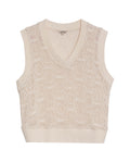 Womens Blouse Vest Style Straight Silhouette Cotton Knit Effect Sheer V-Neck - Raw 63_711H009_CRU125202_3